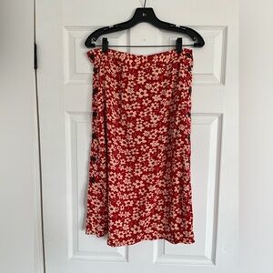 Madewell Red Floral Slip Skirt NWT